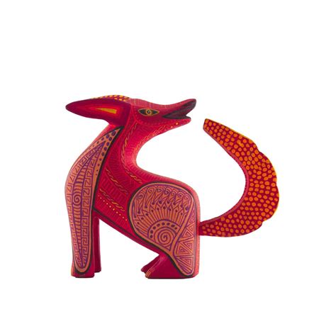 Coyote Alebrije Red Wolf Wood Carving Statement Decor Mexican