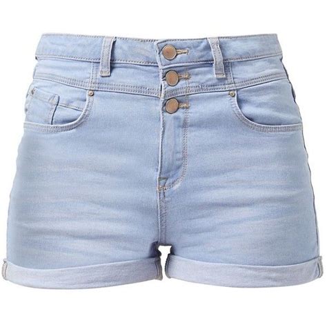 Light Blue Denim High Waisted Shorts Liked On Polyvore Featuring