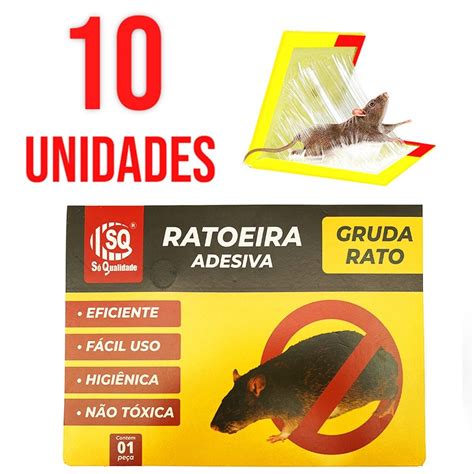 Kit 10 Ratoeira Adesiva Cola Pega Rato Pragas Eficiência MadeiraMadeira