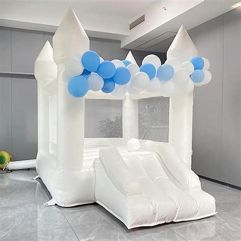 Casa De Rebote Inflable Blanca Con Tobog N Castillo Hinchable Comercial