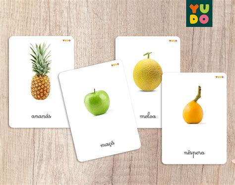 Cartões De 3 Partes Português Montessori Frutas Etsy