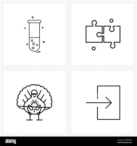 Universal Symbols Of 4 Modern Line Icons Of Chemical Hen Healthcare