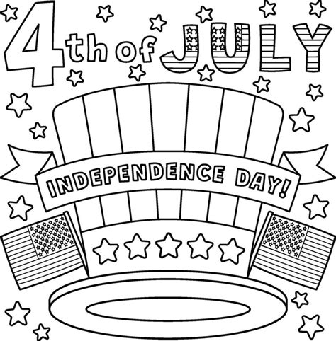 4th Of July Independence Day Hat Coloring Page 25374626 Vector Art At