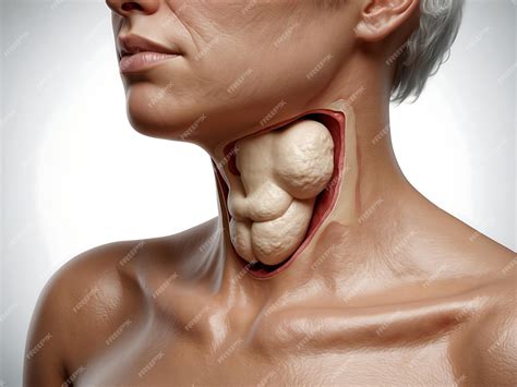 Swollen Thyroid Gland In Neck Medical Illustration Premium Ai