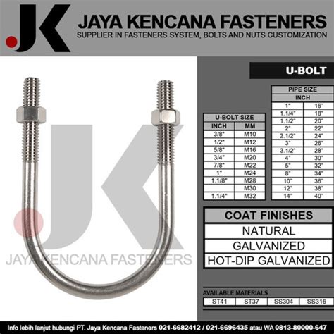 Jual U Bolt Baut U Ss M X Stainless Steel Jakarta