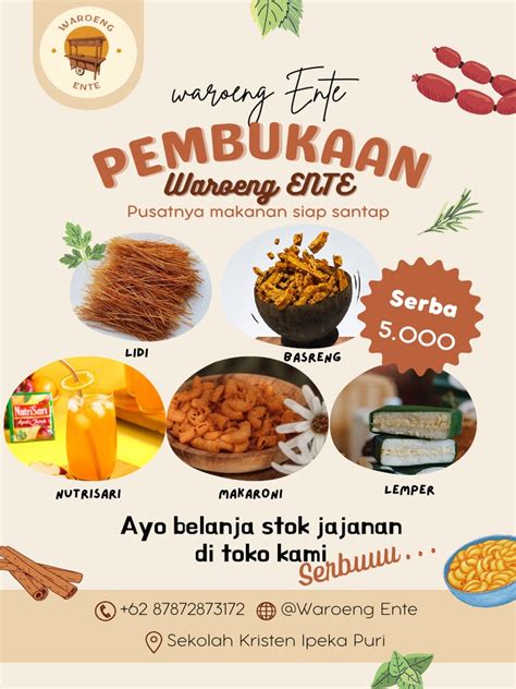 Poster Pembukaan Toko Makanan Jajanan Kue Promosi Foto Pdf