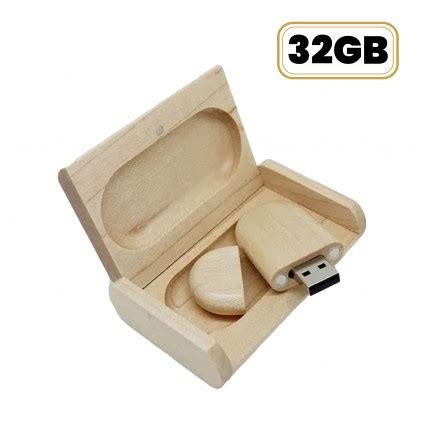 Kit Estojo E Pen Drive Em Bambu Gb Personalizado Pen Drives Para