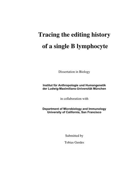 Pdf Tracing The Editing History Of A Single B Lymphocyte Tracing