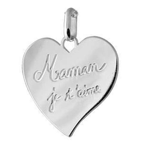 Collier Pendentif Coeur Maman Je T Aime Cha Ne Cm Argent Massif