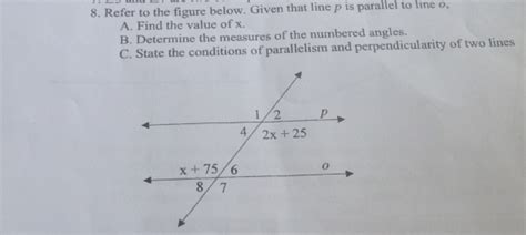 Solved 8 Refer To The Figure Below Given That Line P Is Parallel To