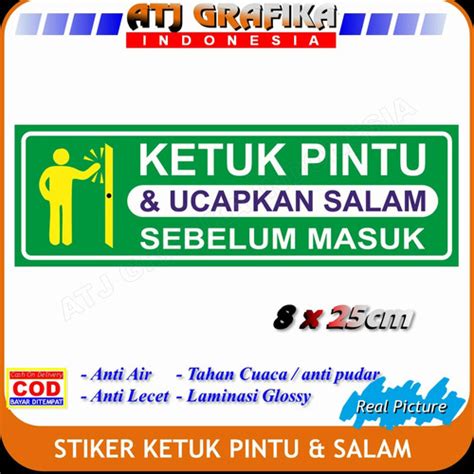 Jual Stiker Ketuk Pintu Dan Ucapkan Salam Sebelum Masuk Sticker Pintu