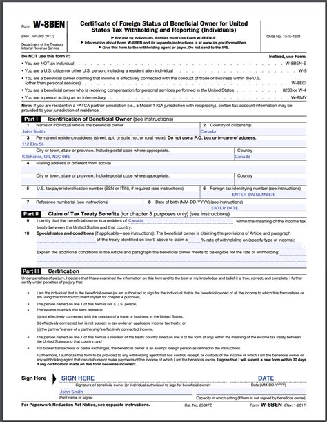 W-8BEN Form Guide | Cansumer