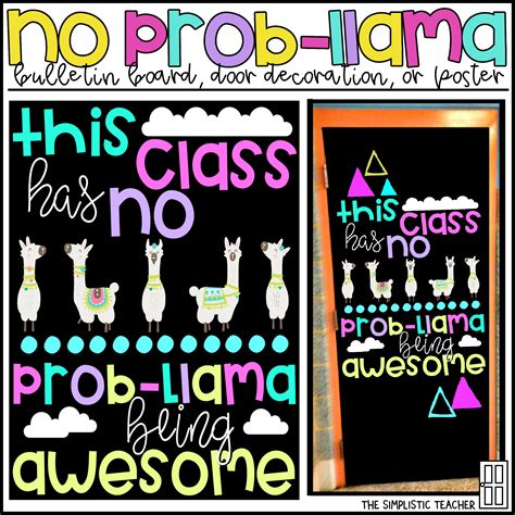 No Prob Llama Alpaca Bulletin Board Kit Door Decoration Set Or Poster By Teach Simple