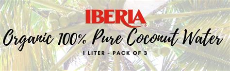 Iberia 100 Pure Organic Coconut Water 1 Liter 33 8 Fl Oz Pack Of 3