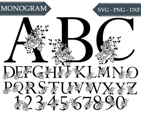 Alphabetical Monogram Svg Monogram Svg Floral Monogram Etsy