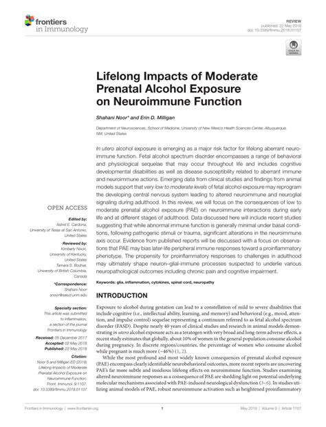 Pdf Lifelong Impacts Of Moderate Prenatal Alcohol Exposure On