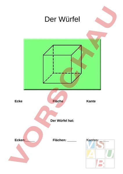 Arbeitsblatt Der W Rfel Geometrie K Rper Figuren