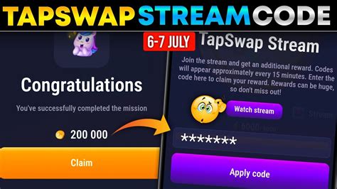 Tapswap Stream Code Today Tapswap Live Stream Code Free M Coins