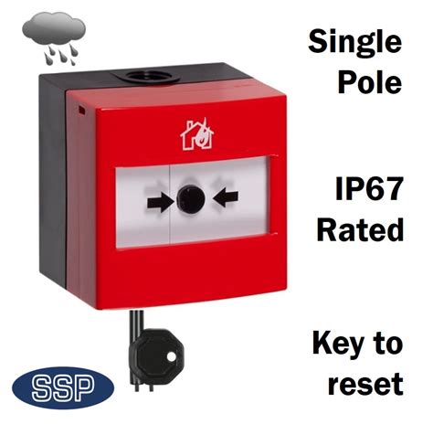 IP67 External Fire Alarm Call Point MCP Break Glass Single Pole