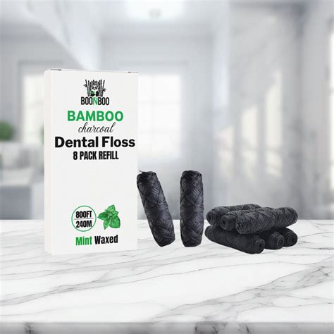 BOONBOO Dental Floss Refill Bamboo Charcoal Woven Thread 8 Heads