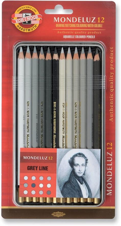 Amazon KOH I NOOR Mondeluz Grey Line Aquarell Coloured Pencils