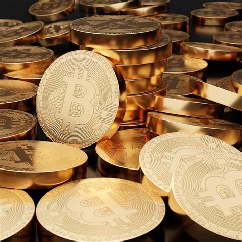 Premium Photo 3d Golden Bitcoins