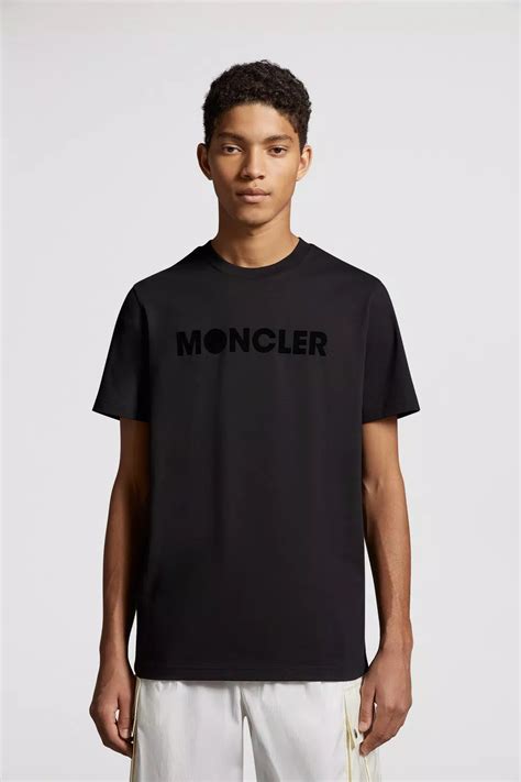 T Shirt à Logo Floqué Noir PrintempsÉté Homme Moncler Lu