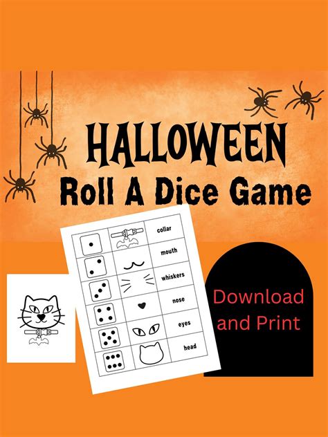 Printable Halloween Dice Game Classroom Games Halloween Etsy