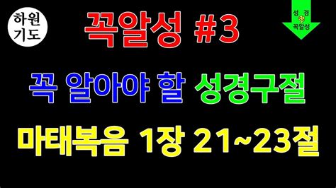 [성경 쏙 꼭 알아야 할 성경구절 3] 마태복음 1장 21~23절 하원기도 Youtube