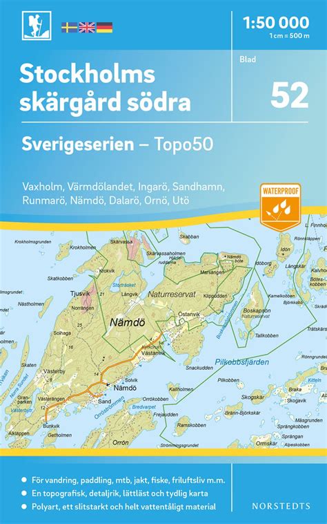 Stockholms skärgård södra Wanderkarte 1 50 000 Schweden Topo50 Bl 52