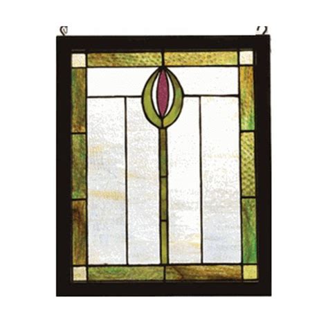 Meyda Lighting 98100 14 W X 17 H Spear Wood Frame Stained Glass Window Victorian Stained