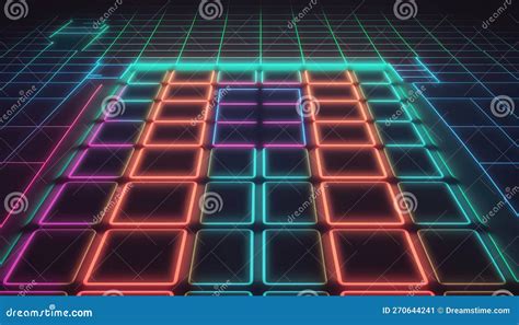 Abstract Retro Neon Grid Background With Perspective View Stunning