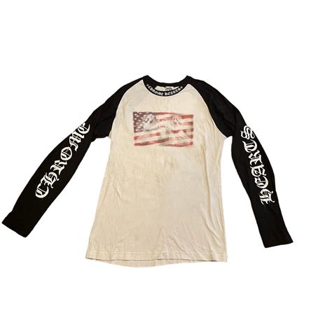 Authentic Mens Vintage Chrome Hearts American Flag Daggar Long Sleeve