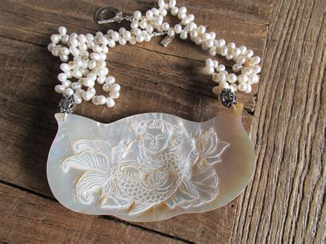 Hand Carved Mother Of Pearl Freshwater Pearls Sally Bass