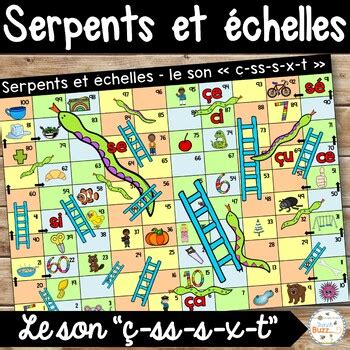 French Phonics Sounds Game Le son SS Ç T S X Jeu Serpents et échelles