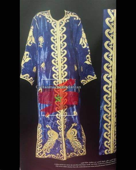 Caftan Ntaâ Fassi en brodé de fil d or avec comme motifs 2 paons