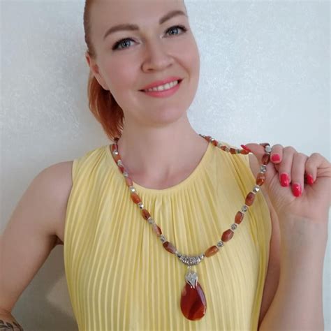 Agate Statement Necklace Gemstone Teardrop Pendant Necklace Big Beads