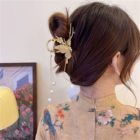 Charming Fringe Enamel Metal Butterfly Hair Clip Hair Clips Hair Pin