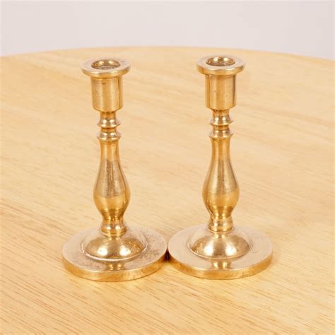 Candlestick Holders Small Candle Holder Pair Vintage Solid Brass