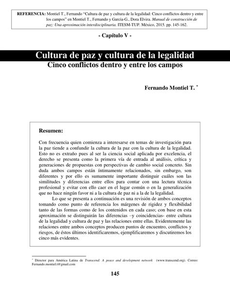 PDF Cap V Cultura De Paz Y Cultura De La Legalidad Cinco