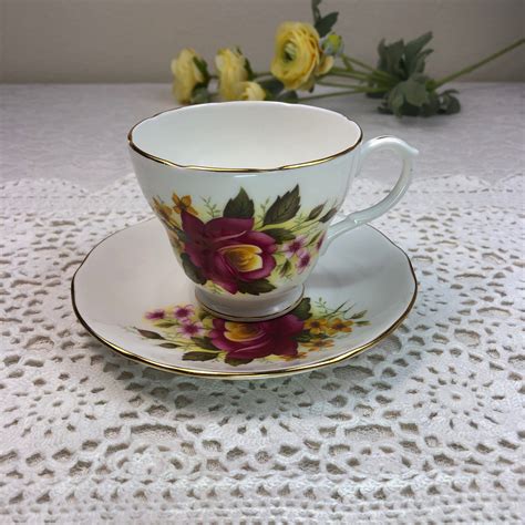 Duchess Bone China Teacup And Saucer Made In England Pink Etsy