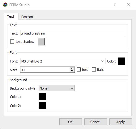 Subsubsection 11 4 2 2 Setting The GV Widgets Properties FEBio