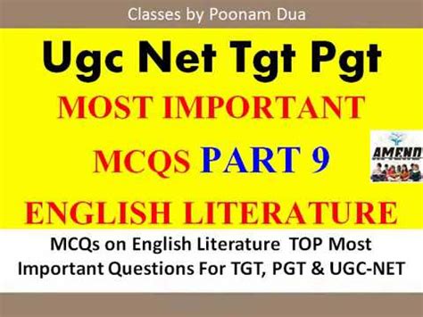 MCQS Part 9 Top MCQs On English For LT Grade TGT PGT KVS NVS UGC