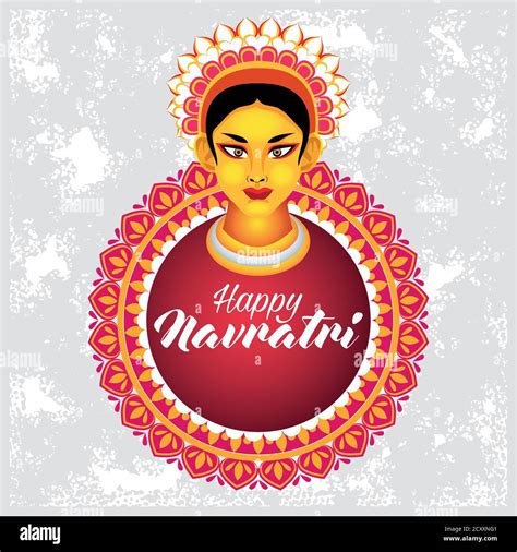 feliz celebración navratri con la diosa amba y la ilustración vectorial