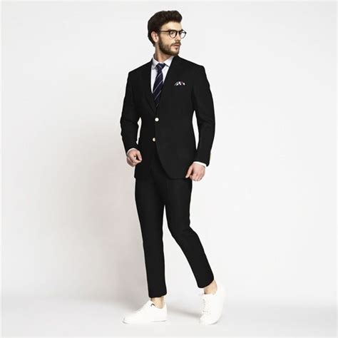 Boston Black Cotton Suit Sustainable Custom Menswear By Ai