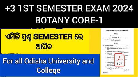 3 1st Semester Botany Honours Core 1 Questionsbsc Botany Honours