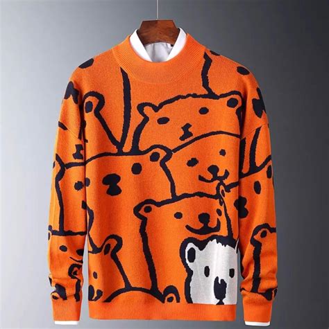 UNISEX Polar Bear Sweater In Blue Or Orange Etsy