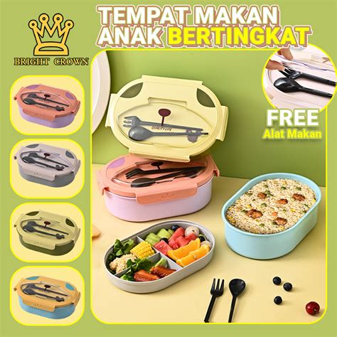 Jual Bright Crown Tempat Makan Set 2 Tingkat 3 Sekat Free Alat Makan