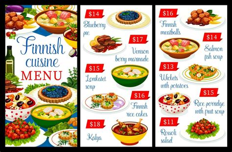 Finnish cuisine restaurant menu, food of Finland 23592763 Vector Art at ...