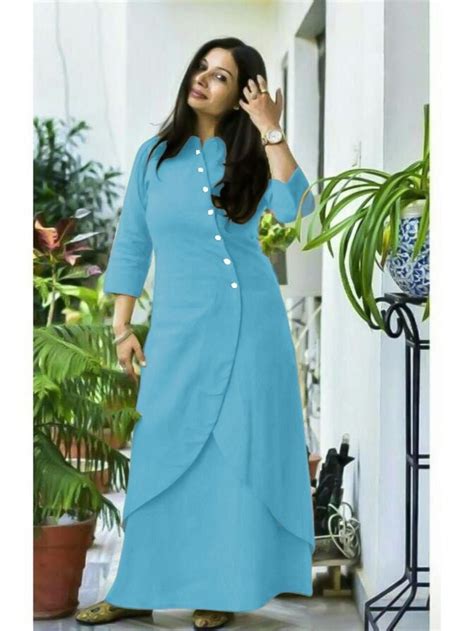 Cotton Plain Sky Blue Kurti Atelier Yuwa Ciao Jp